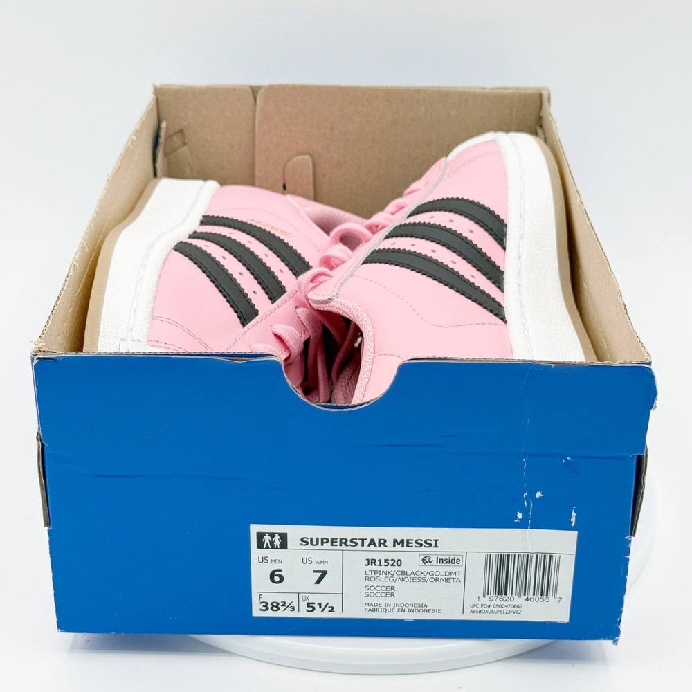 Adidas Superstar Messi Mens Size 6 Pink Black White Sneakers JR1520 NEW - Picture 5 of 11